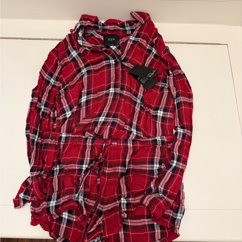 Rails Red and White Plaid pj short set